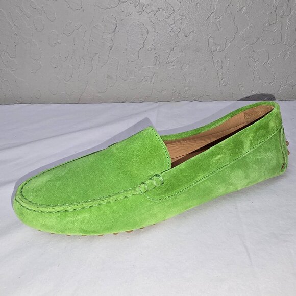 M. Gemi Women's Drivers The Felize LIME GREEN Suede Loafers Moccasin Slip-On 39 - Picture 2 of 12